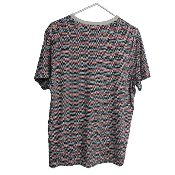 Levi's Logo Shirt Men Large Tee Unisex Crewneck Short Sleeve Red/Gray L - Picture 2 of 7